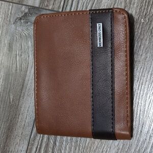 Members Only Men's Brown Faux Leather Bi-fold Wallet NEW